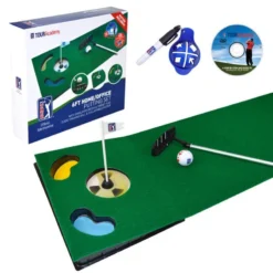 PGA TOUR 6ft Putting Mat With Collapsible Putter