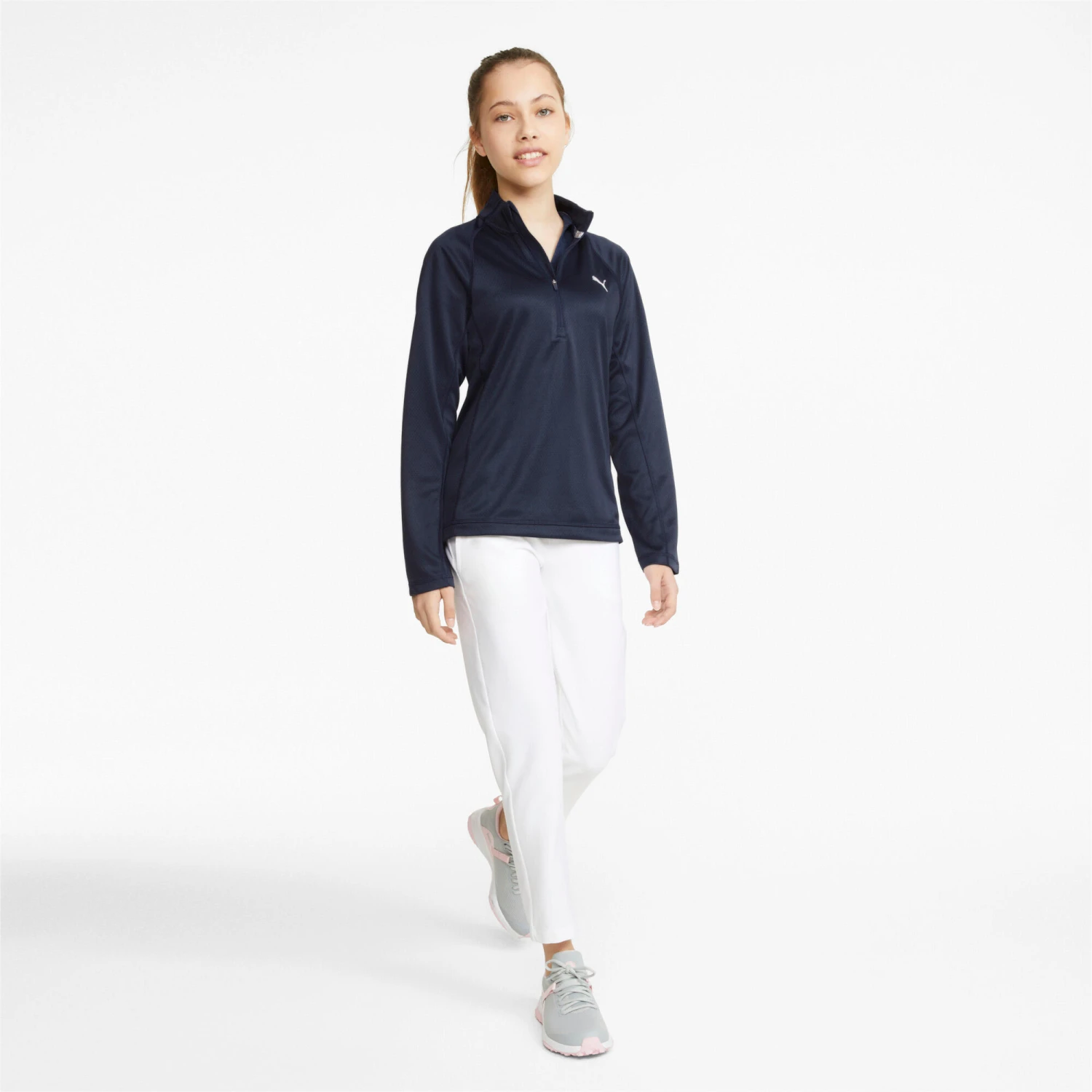 PUMA Kids Girls Quarter Zip Golf Pullover Jumper Top 3 PUMA Kids Girls Quarter Zip Golf Pullover Jumper Top - Image 3