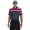 Under Armour Mens Playoff 3.0 Stripe Polo Black/Rebel Pink