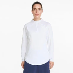 PUMA Womens Shine Quarter-Zip Golf Pullover Jumper Top -Eagle Swing Outlet k4a9f8b714f92f869dabb64e44dced374