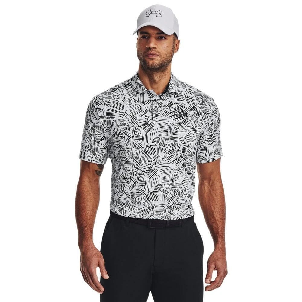 Under Armour Mens Playoff 3.0 Printed Polo White/Black 1 Under Armour Mens Playoff 3.0 Printed Polo White/Black