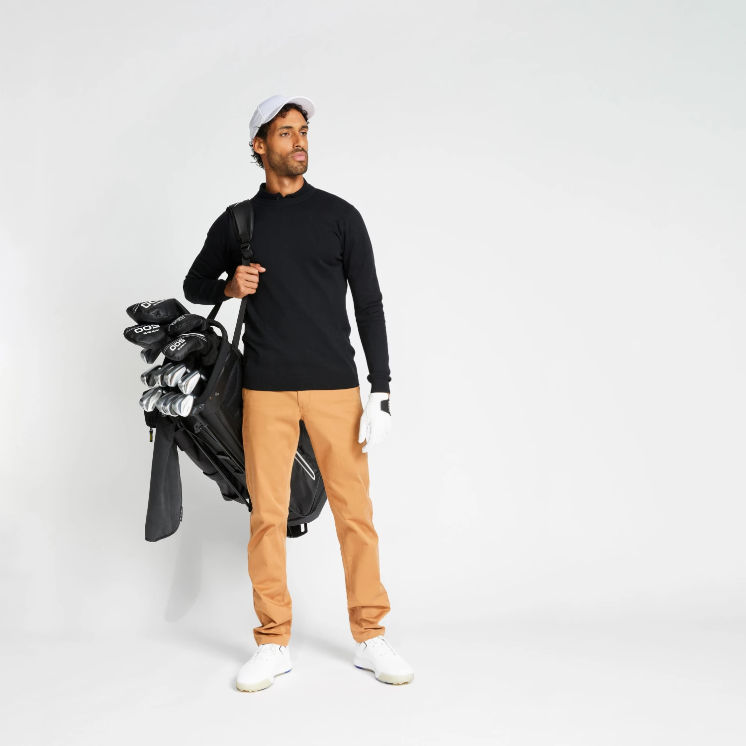 Men's Golf Crew Neck Pullover MW500 Black 4 Men's Golf Crew Neck Pullover MW500 Black - Image 4