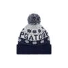 Mens Pom Pom Jacquard Beanie (Peacoat/White)