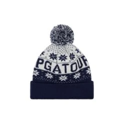 Mens Pom Pom Jacquard Beanie (Peacoat/White)