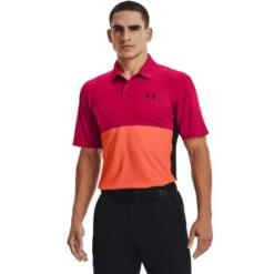 Under Armour 2022 Mens Performance Blocked Polo Pink