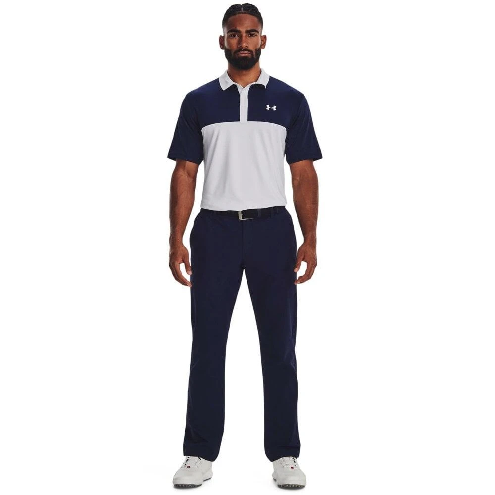 Under Armour Mens Perf 3.0 Color Block Polo White/Navy 3 Under Armour Mens Perf 3.0 Color Block Polo White/Navy - Image 3