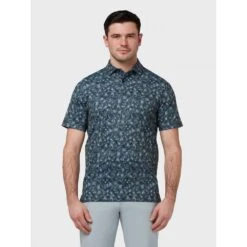 Callaway All Over Outline Floral Print Polo CAVIAR -Eagle Swing Outlet kb4848abfa99ba913135263444f4488ac