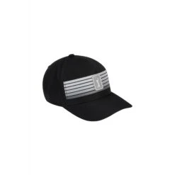 Mens Striped Cap (Caviar)