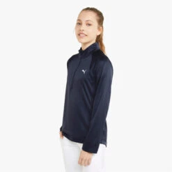 PUMA Kids Girls Quarter Zip Golf Pullover Jumper Top